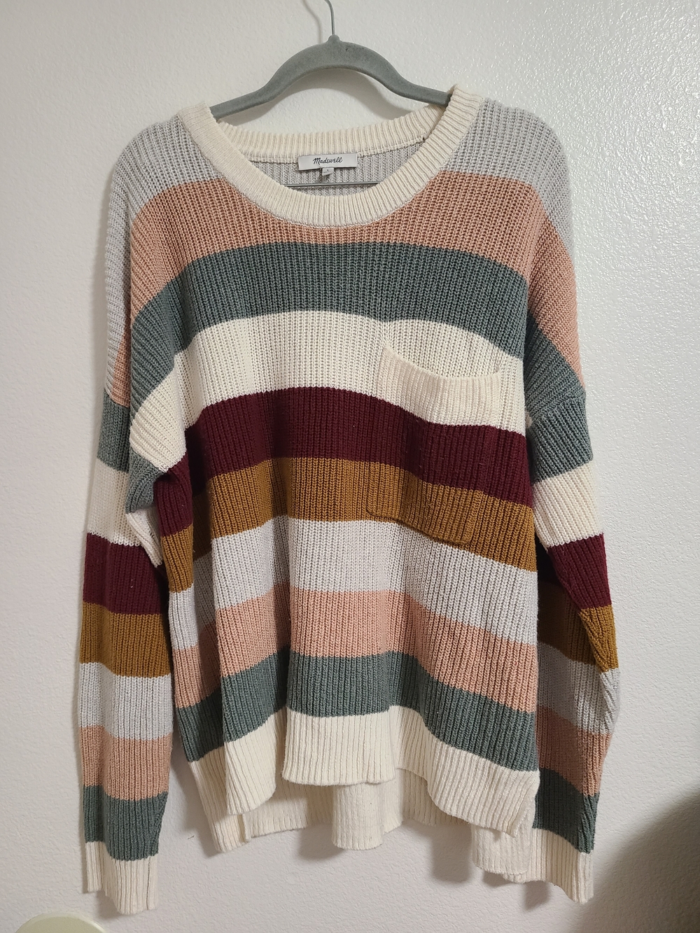 Madewell Cream Multi-Stripe Knit Sweater